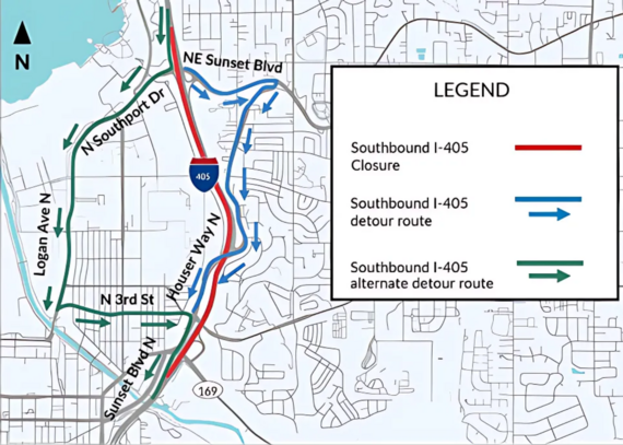 I405 closure map for August 22-25, 2025