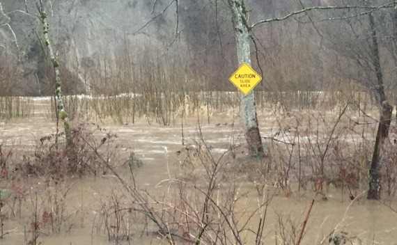 Flood area under a slide area