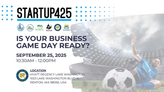 Startup425 Is  Your Business Game Day Ready event graphic for September 25