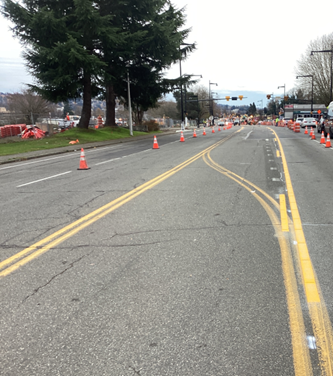 Striping in progress