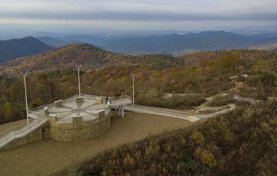 Sassafras Mountain observation tower in the fall