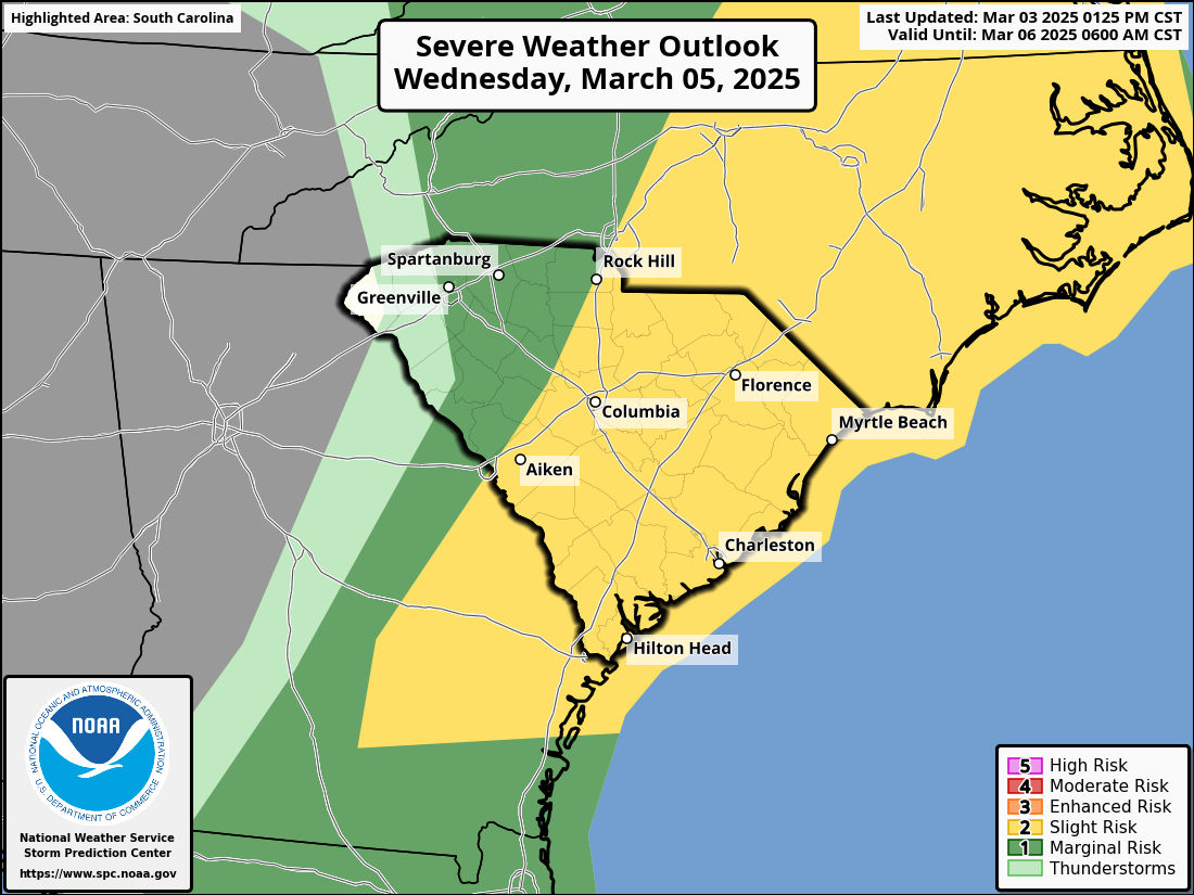 The Day 3Severe Weather Outlook from the Storm Prediction Center, covering Wednesday and Wednesday night.
