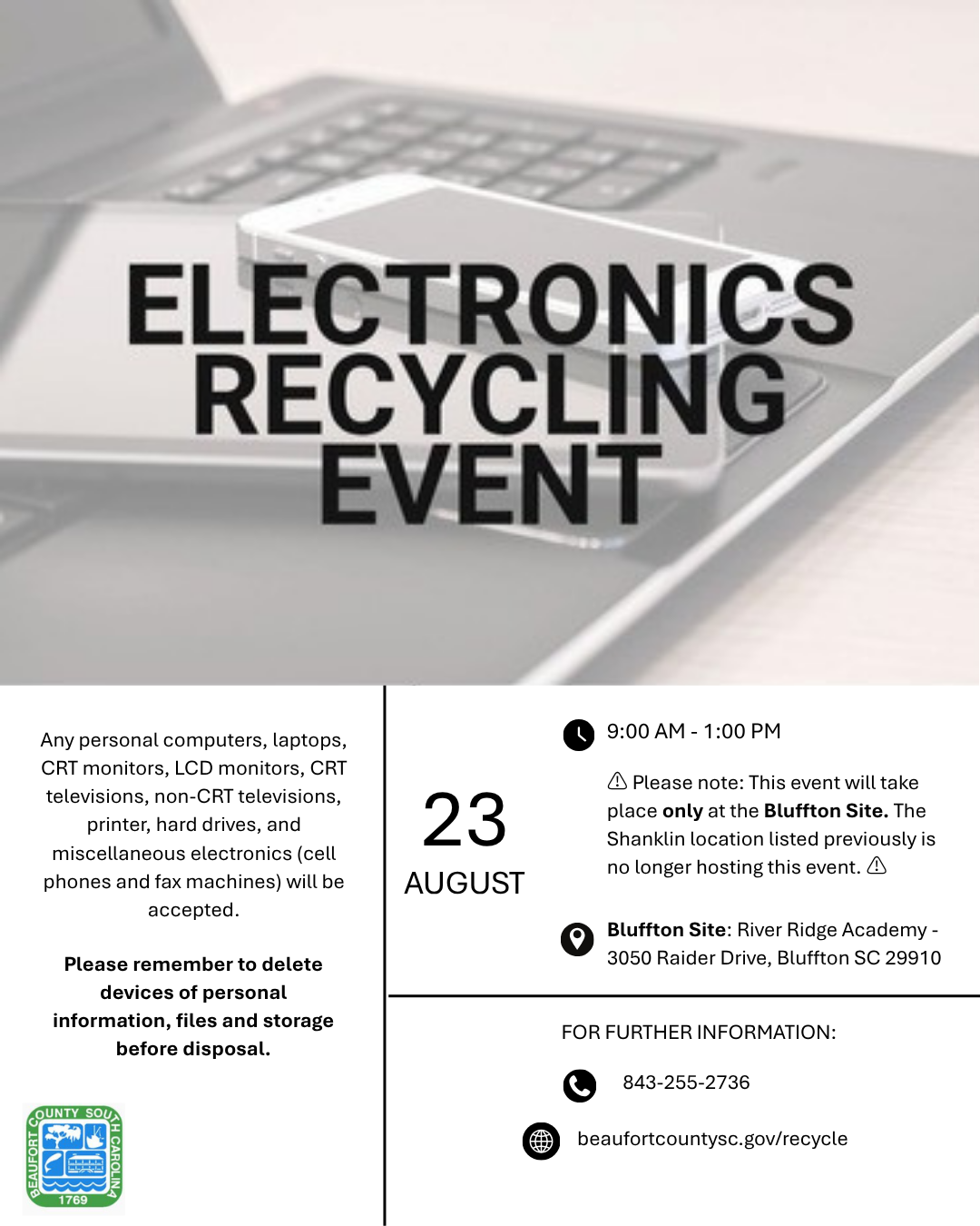 Electronic recycling Aug 23 event