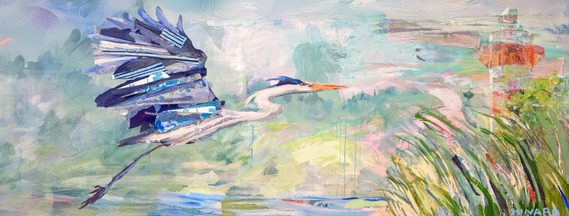 glass wall art of bird