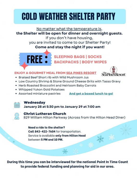 Cold weather shelter party