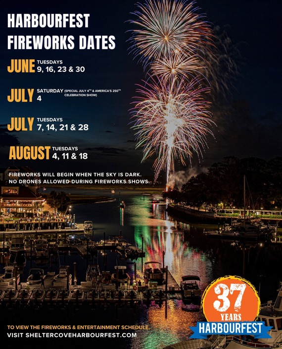 Shelter Cove HarbourFest fireworks begin tonight and continue every Tuesday through August