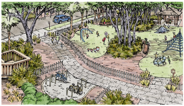 Park Illustration in Green