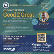 OSBO Workshop: Good 2 Great - Sept. 26, 2025