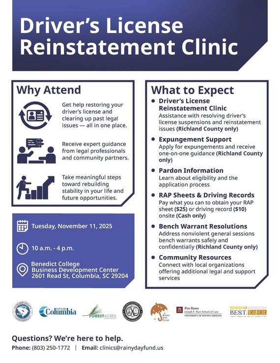 Driver's License Reinstatement Clinic - Nov. 11, 2025