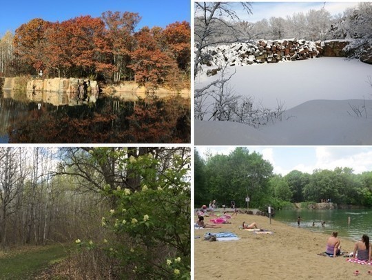 Collage photo of quarries in each of the four seasons
