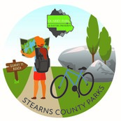 logo illustration of a hiker reading a map