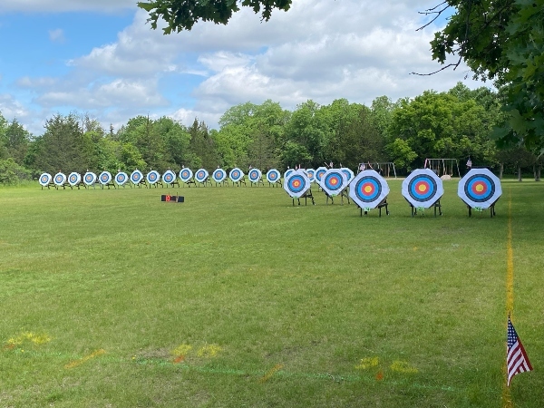 rows of archery bags