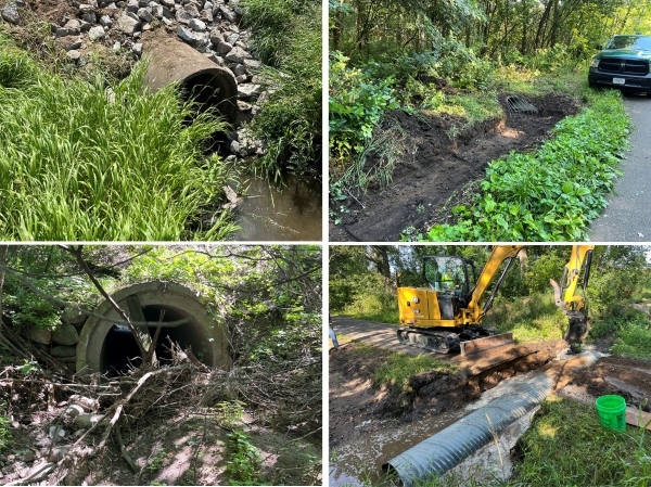 collage photo of four different views of culverts