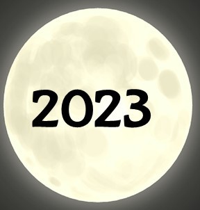 2023 in front of bright moon