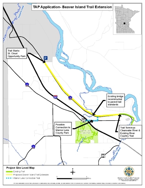 Map with new trail highlighted