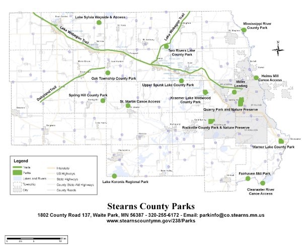 map of county with parks highlighted