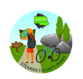 illustrated person looking at a trail map