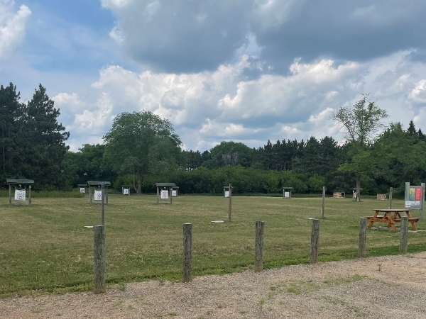 archery bags in grassy area