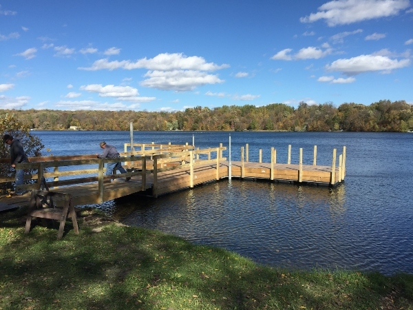 construction crew building a fishing pier