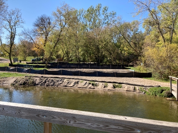 erosion control on the shore of a lake