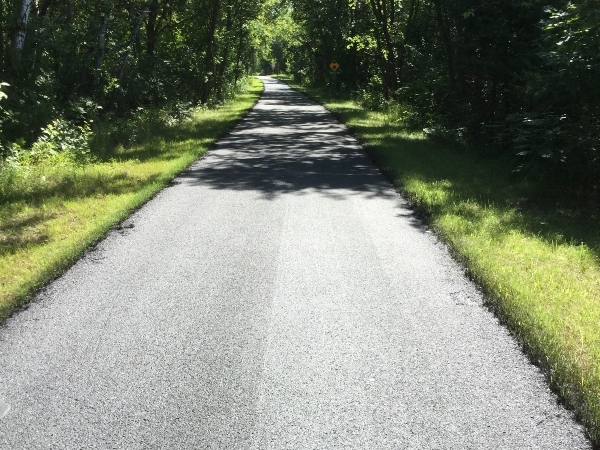 new seal coating on a paved trail