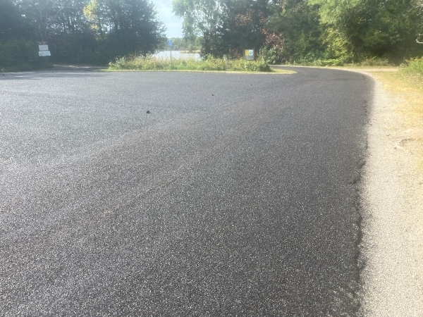 newly sealed parking lot