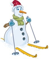 illustrated snowman with skis and poles