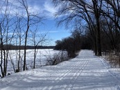 groomed ski trail along the river