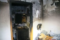 fire from unattended candle in bathroom