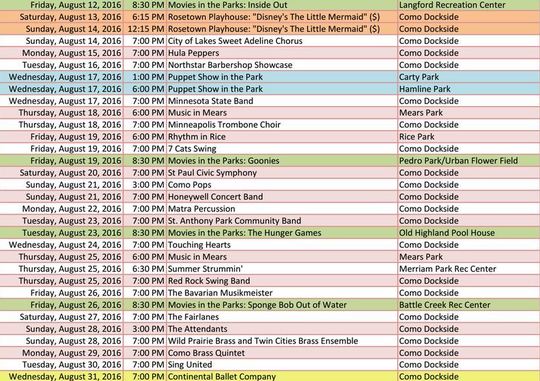 Music in the Parks August