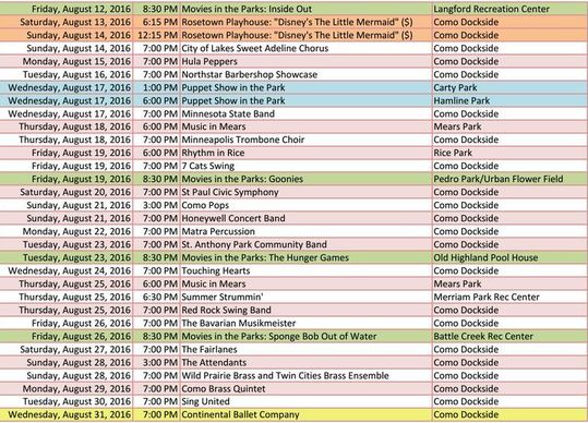 Music in the Parks August