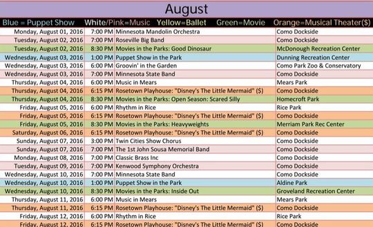 Music in the Parks August