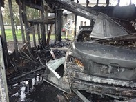 Garage fire from hot ashes