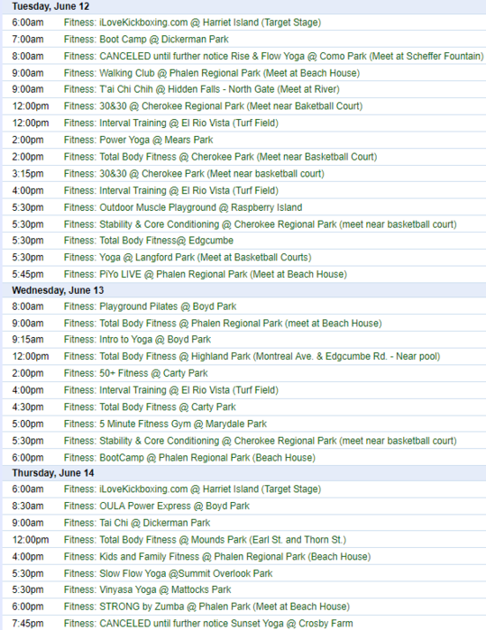 Fitness in the Parks