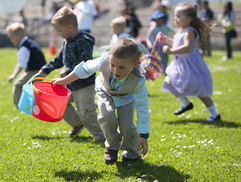 Children on an egg hunt. 
