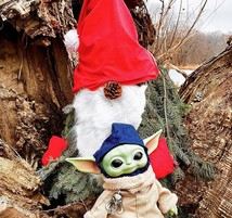 Tree gnome with Baby Yoda