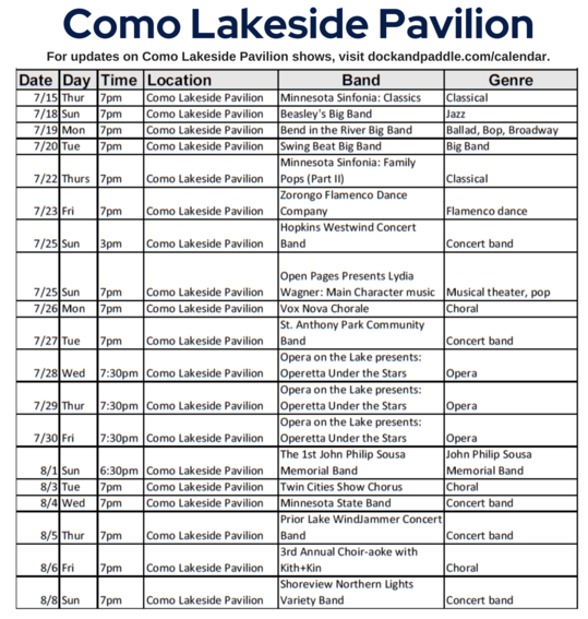 Music in the Parks - Como Lakeside Pavilion
