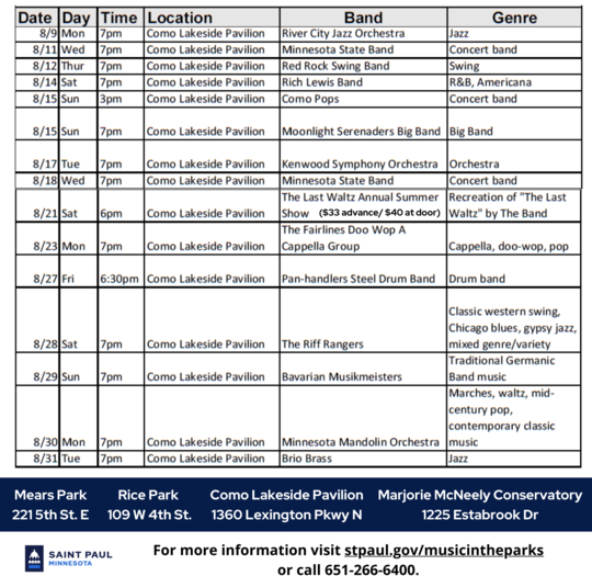 Music in the Parks - Como Lakeside Pavilion Cont. 