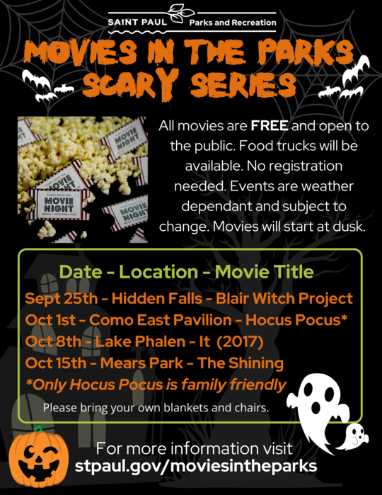 Movies in the Park Halloween Series Flyer 