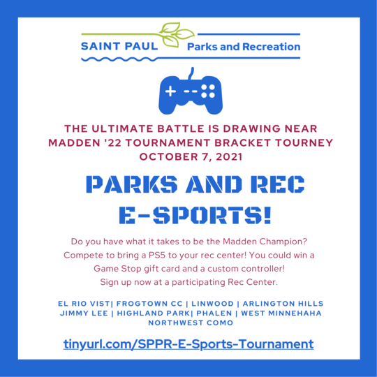 E-Sports Madden '22 Tournament Bracket tourney October 7, 2021. Compete win a Game Stop gift card. Click the image to register