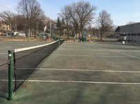 Tennis court in springtime
