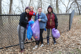 Citywide Spring Clean Up: group of 4 girls with bags