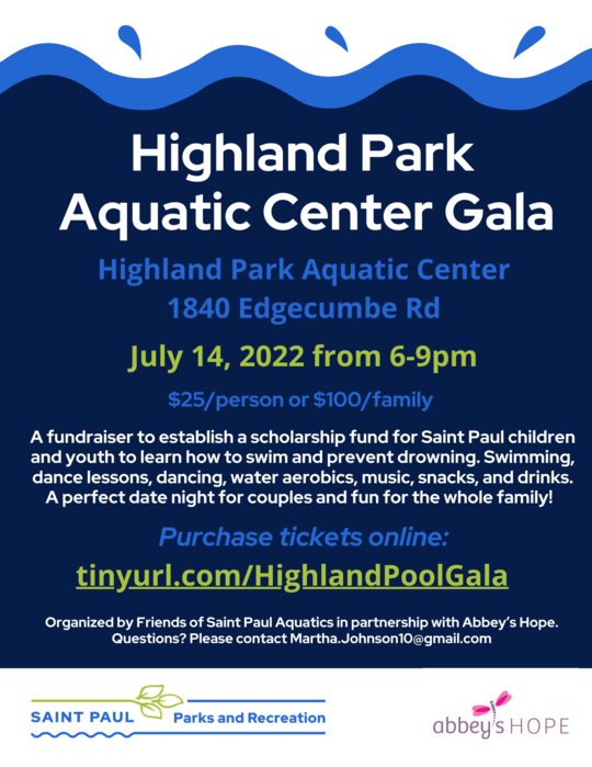 Highland Park Aquatic Center Gala flyer-July 14, 2022