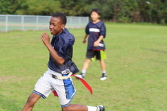 Flag football player running