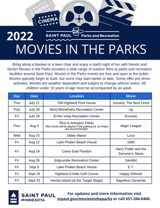 2022 Movies in the Park schedule_updated
