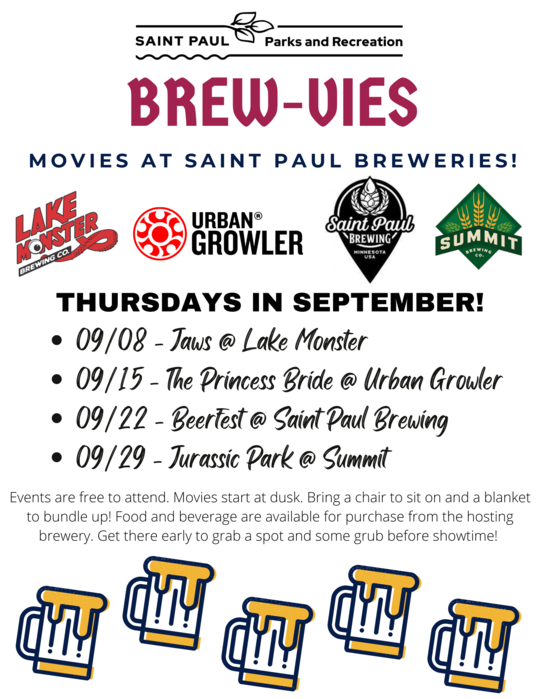 2022 Brew-vies Series Movies in the Parks schedule 