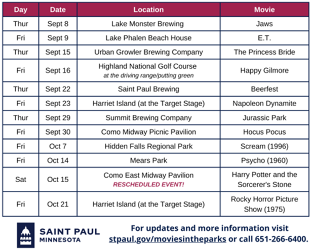 Fall movies and brew-vies in the parks