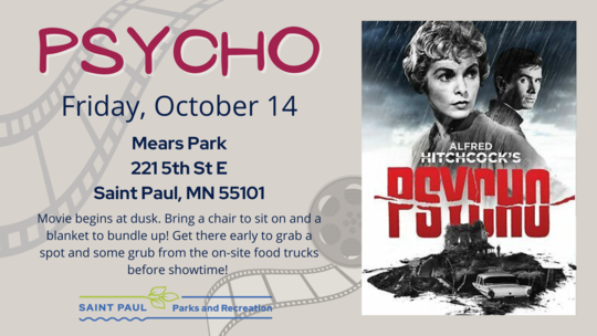 Movies in the Parks: Psycho at Mears Park on Oct 14