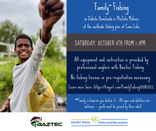 Youth holding up a fish he caught for family fishing night_Oct 8