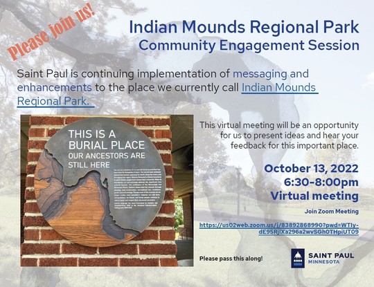 Indian Mounds Regional Park Virtual Community Engagement Session Oct 13